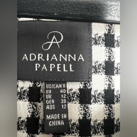 Adrianna Papell Houndstooth Woven Classic Open Long Jacket/Coat Size 8 - Picture 4 of 7